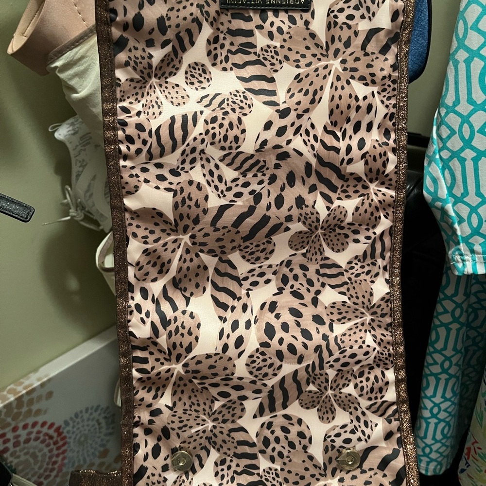 Adrienne Vittadini Beige and Black Leaf Print Tote